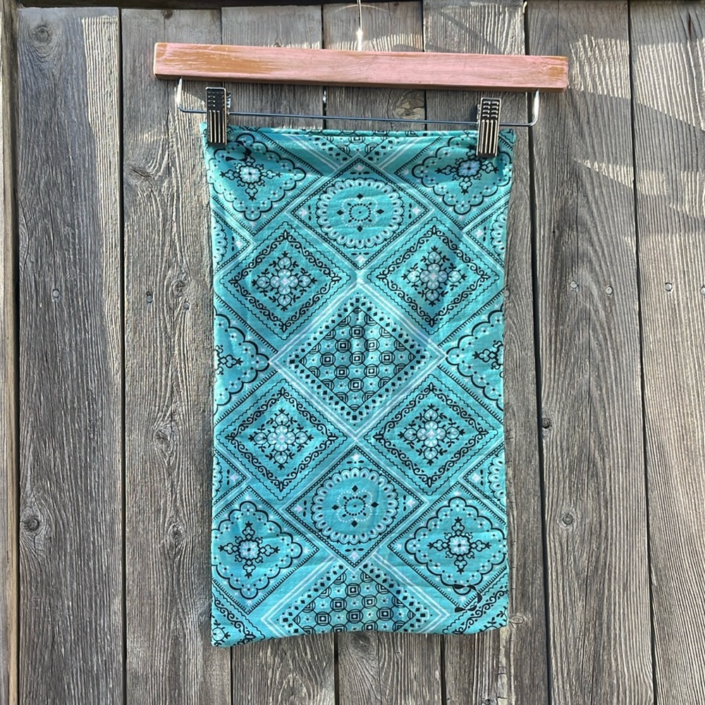 Tybee Island Teal/Multi Boho Print Tube Top/Head-wrap,One Size